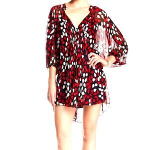 Diane von Furstenberg V-Neck Silk Mini Tunic Dress - Size 10 - NWT